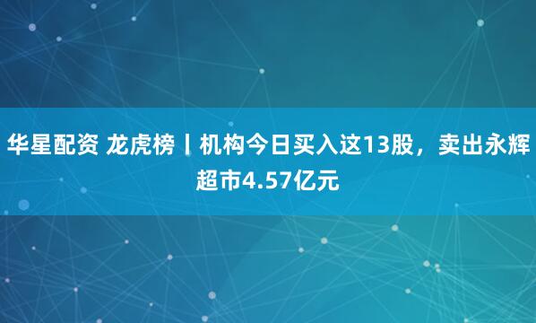 华星配资 龙虎榜丨机构今日买入这13股，卖出永辉超市4.57亿元